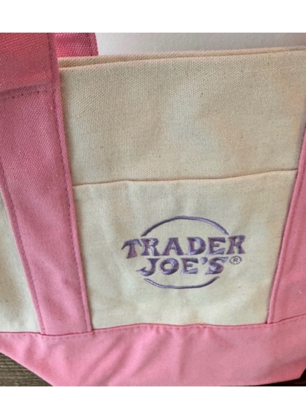 Trader Joe’s Mini Canvas Tote Bag for 1 Pale Pink-NEW With Tag Limited Edition
